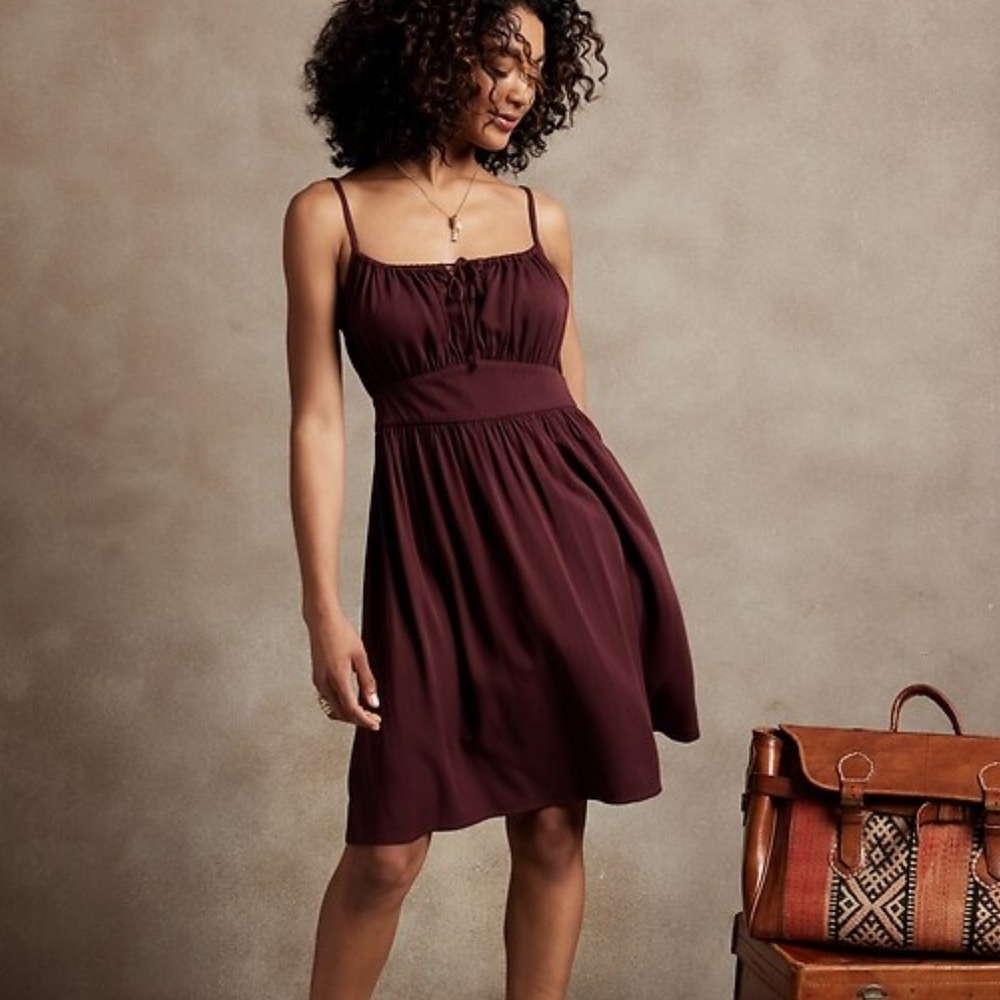 NWT Banana Republic Burgundy Maroon Ruched Mini Dress